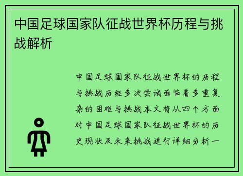中国足球国家队征战世界杯历程与挑战解析